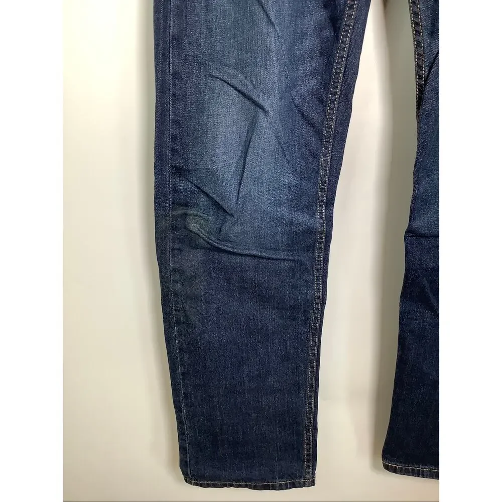 Levis Mens 34x34 Dark Wash 505 Regular Fit Straight Leg Jeans Work Casual T4-4